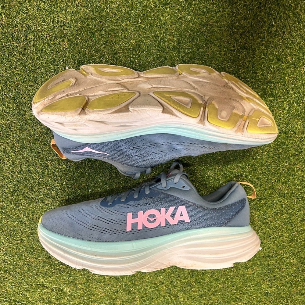 Hoka One One Bondi 8 Wide Slate Blue Sea Glass Running Shoes Womens 12D 1127954